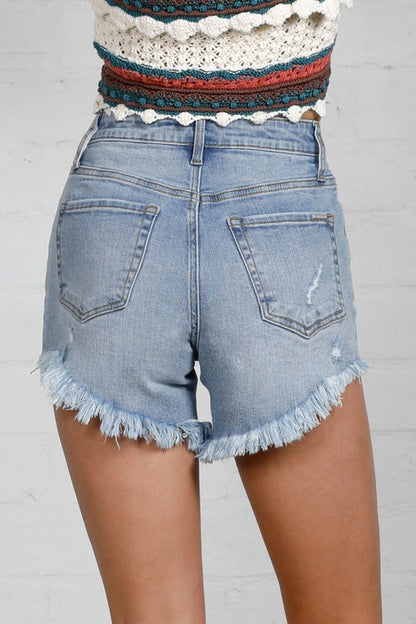 High Waist Uneven Shape Shorts