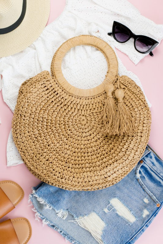 Straw Tassel Tote