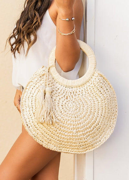 Straw Tassel Tote