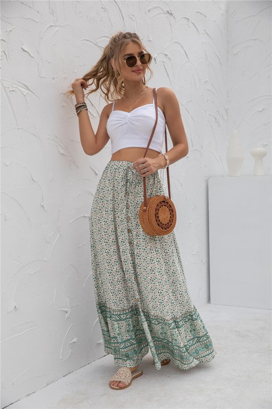 Womens Boho Print Maxi Skirt