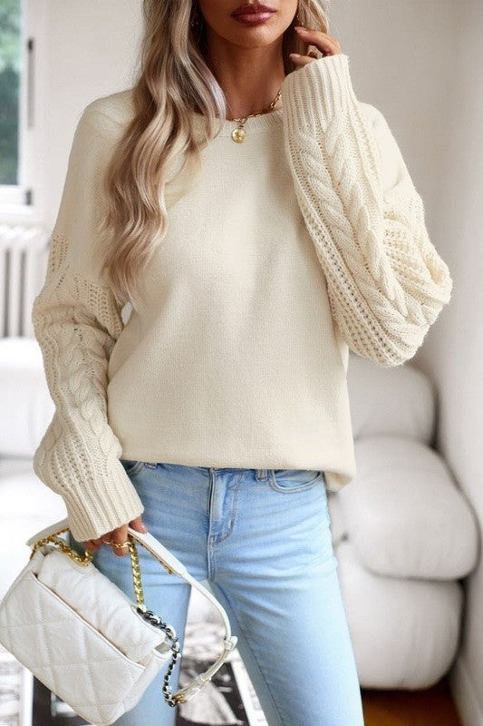 Wren Cable Knit Sleeve Sweater