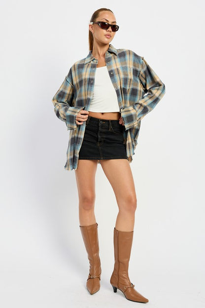 Acid Wash Flannel Shirt