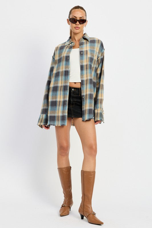 Acid Wash Flannel Shirt