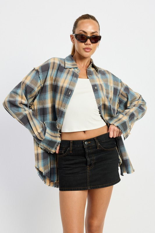 Acid Wash Flannel Shirt