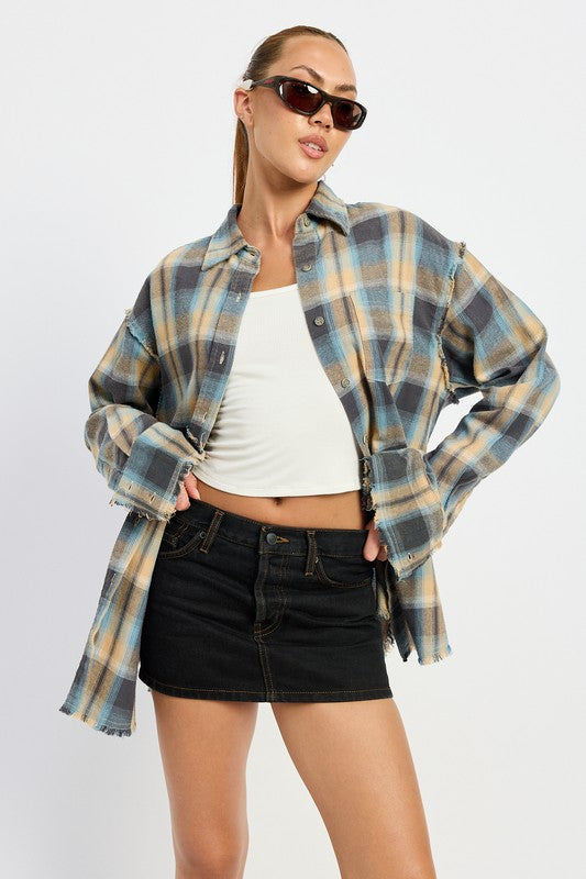 Acid Wash Flannel Shirt