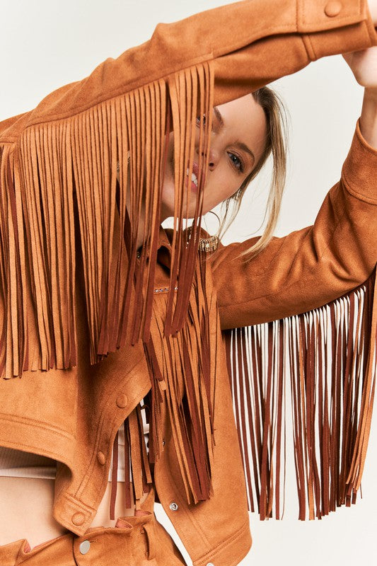 Suede Studded Fringe Jacket